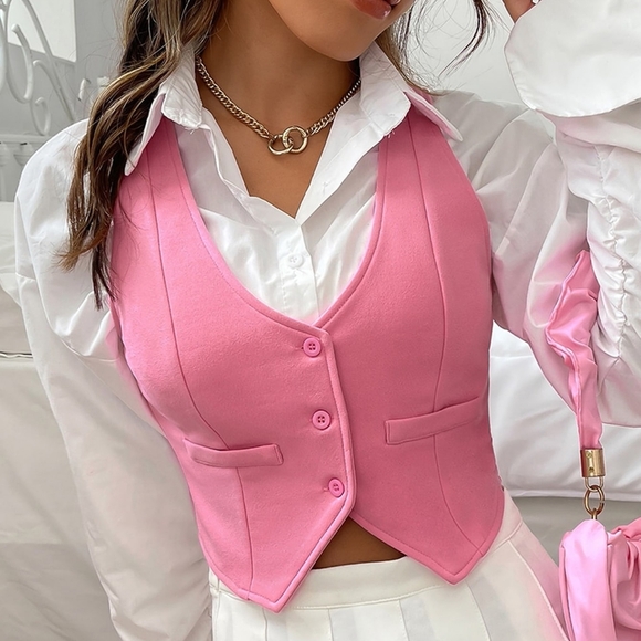 Jackets & Blazers - 1pc Button Front Crop Waistcoat